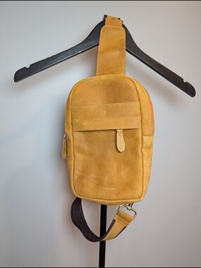 Lumberjack Plaid The Boreal Camel Top Grain Leather Crossbody Bag